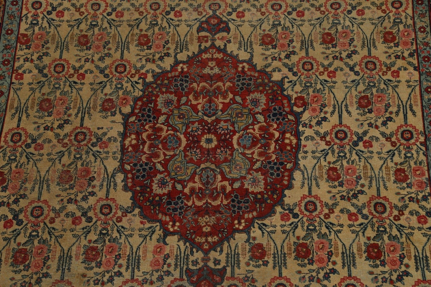 Pre-1900 Antique Vegetable Dye Tabriz Persian Area Rug 9x13