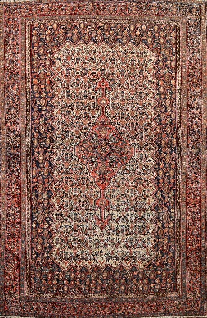 Pre-1900 Antique Vegetable Dye Senneh Persian Area Rug 4x6