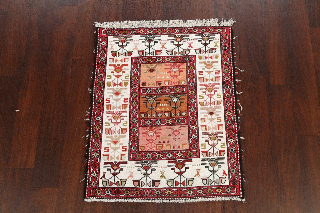 Vegetable Dye Tribal Geometric Sumak Persian Area Rug 3x4