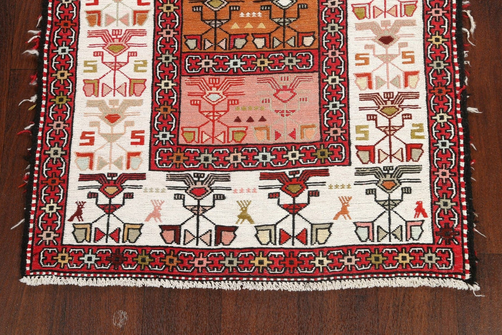 Vegetable Dye Tribal Geometric Sumak Persian Area Rug 3x4