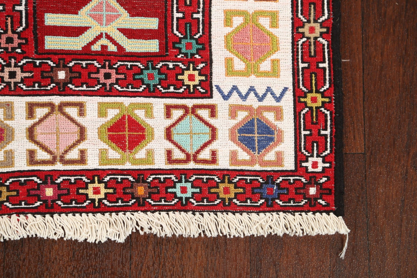 Vegetable Dye Tribal Geometric Sumak Persian Area Rug 3x4