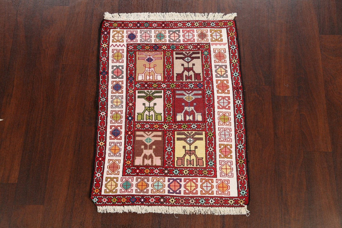 Vegetable Dye Tribal Geometric Sumak Persian Area Rug 3x4