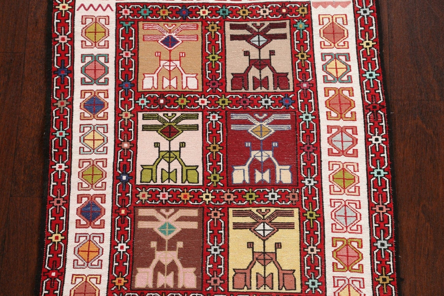 Vegetable Dye Tribal Geometric Sumak Persian Area Rug 3x4