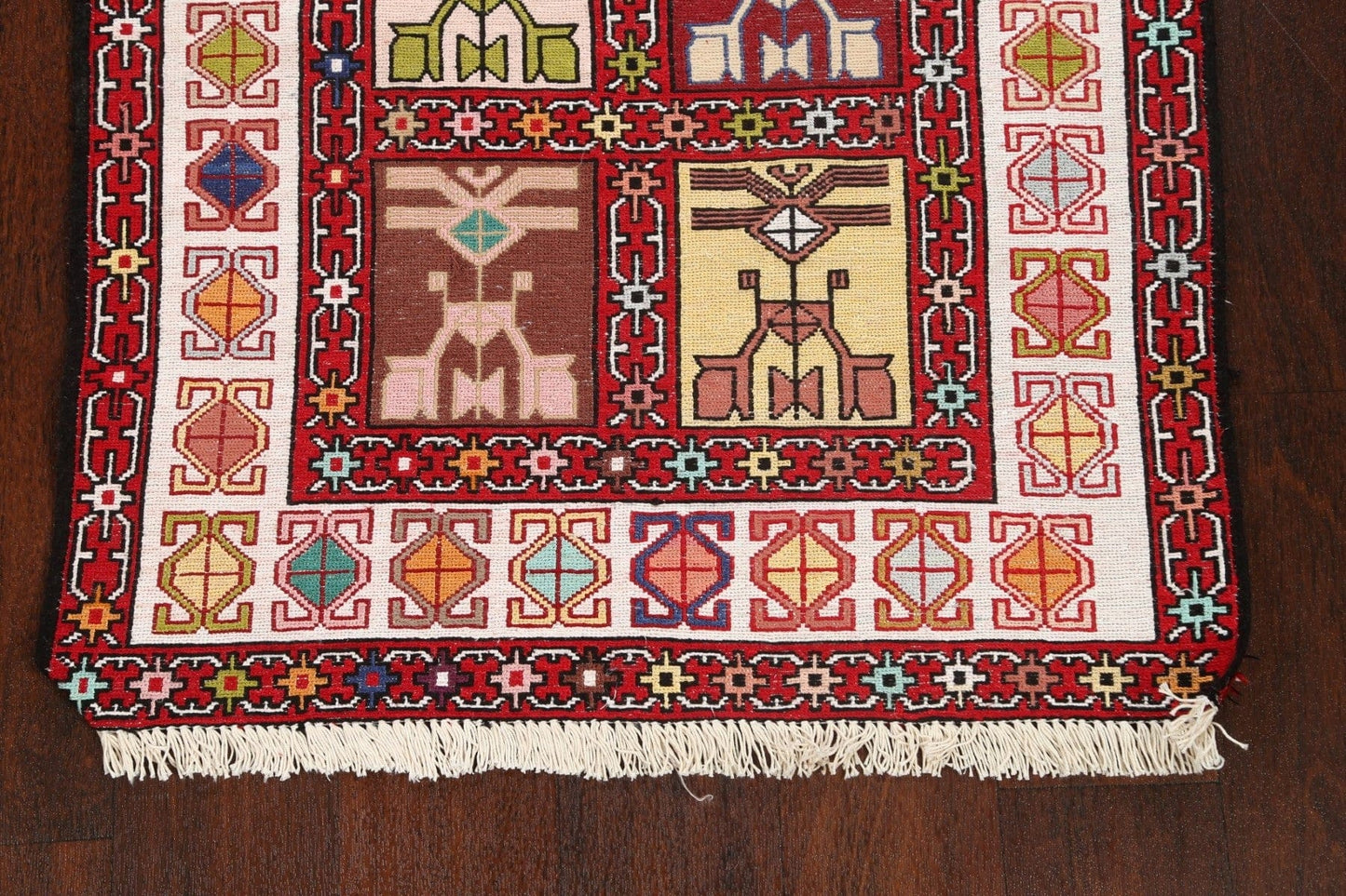 Vegetable Dye Tribal Geometric Sumak Persian Area Rug 3x4