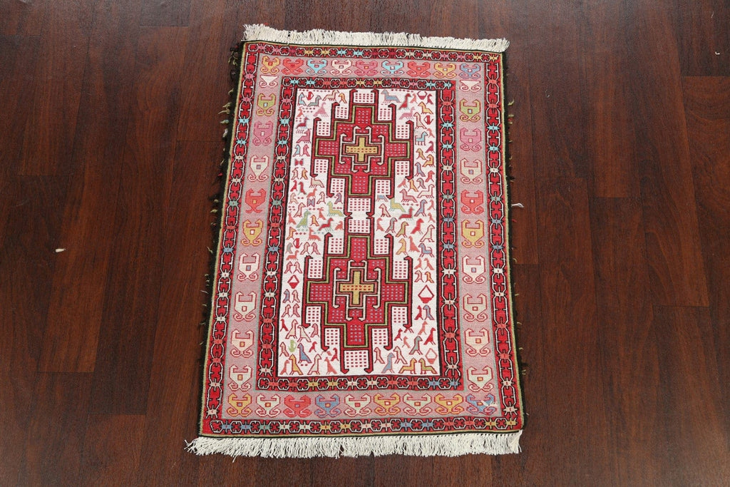 Vegetable Dye Tribal Geometric Sumak Persian Area Rug 3x4