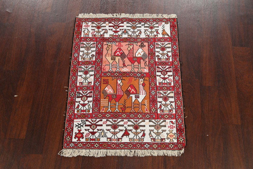 Vegetable Dye Animal Pictorial Sumak Persian Area Rug 3x4