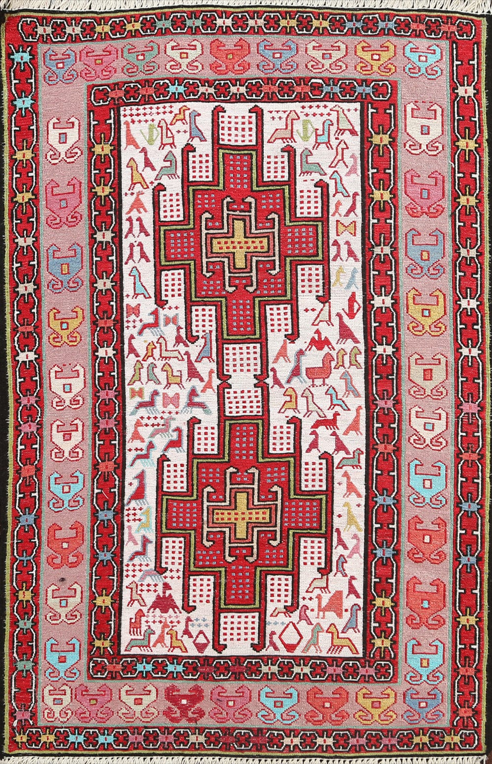 Vegetable Dye Tribal Sumak Persian Area Rug 3x4