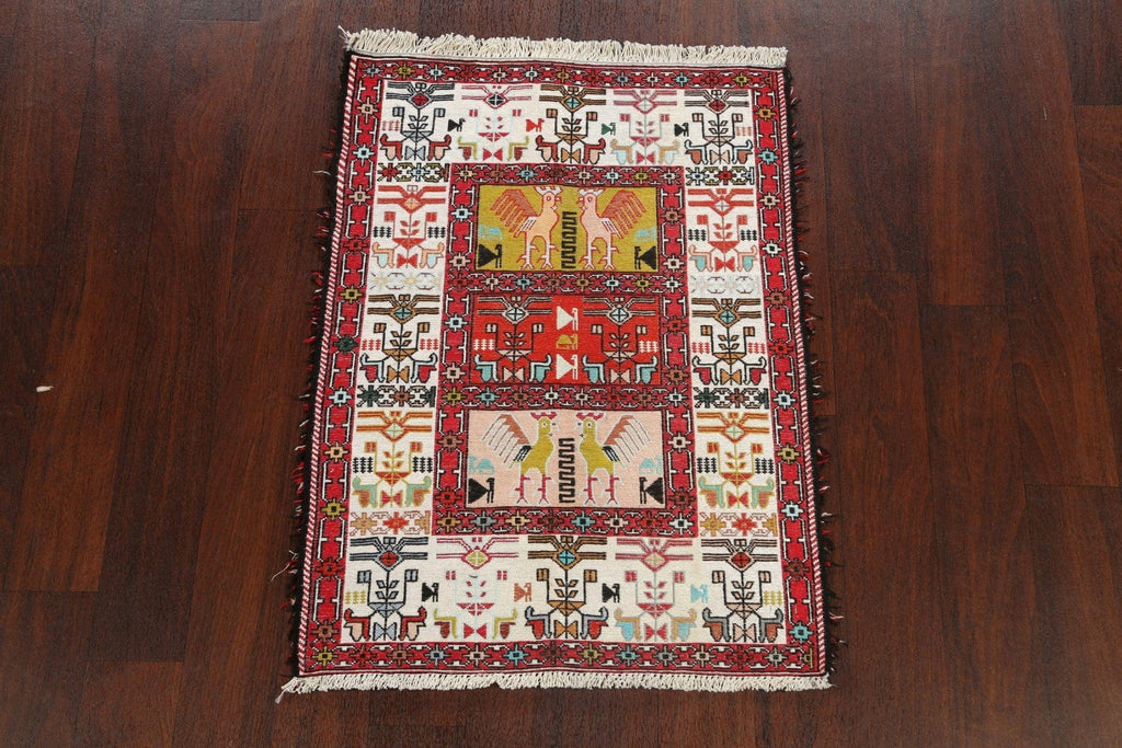 Vegetable Dye Animal Pictorial Sumak Persian Area Rug 2x3