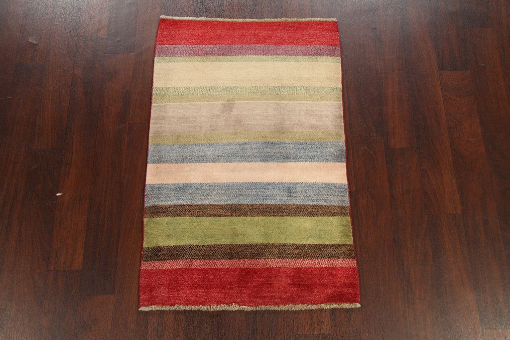 Stripe Contemporary Gabbeh Kashkoli Oriental Area Rug 3x4