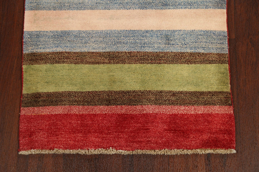 Stripe Contemporary Gabbeh Kashkoli Oriental Area Rug 3x4