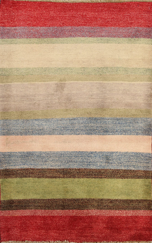 Stripe Contemporary Gabbeh Kashkoli Oriental Area Rug 3x4