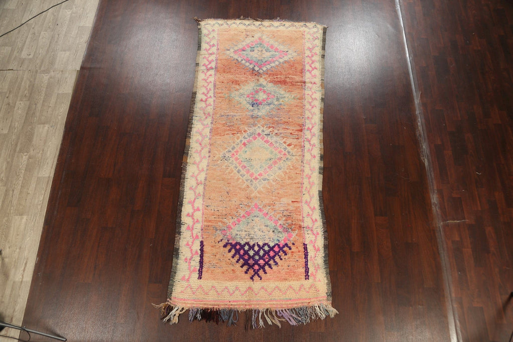 Tribal Moroccan Oriental Runner Rug 4x11