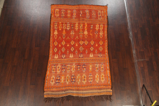 Antique Tribal Moroccan Oriental Area Rug 5x9