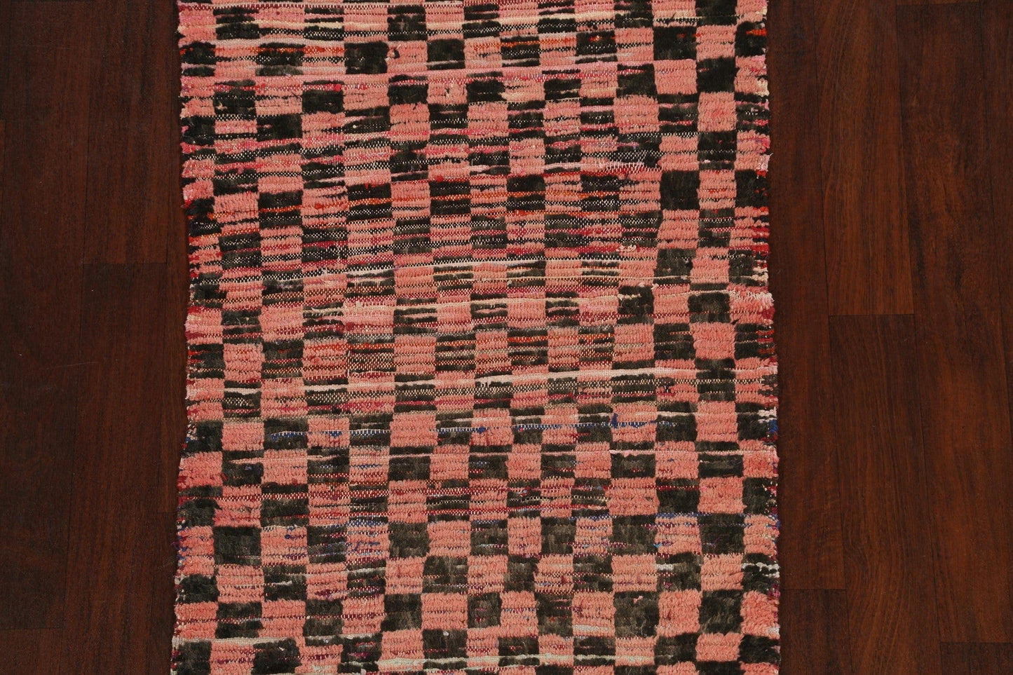 Antique Checkered Moroccan Oriental Area Rug 3x6