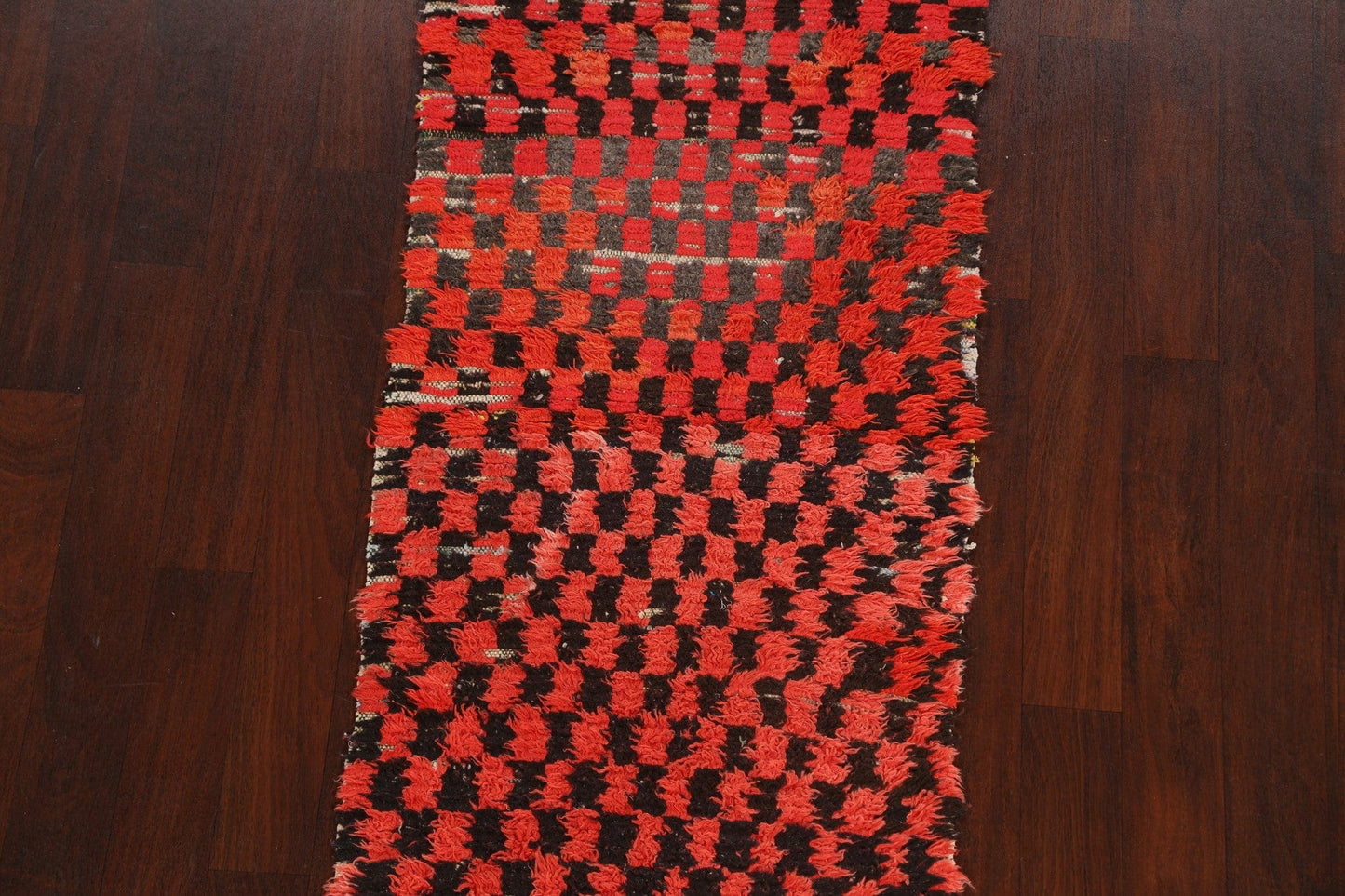 Checkered Moroccan Oriental Runner Rug 3x8