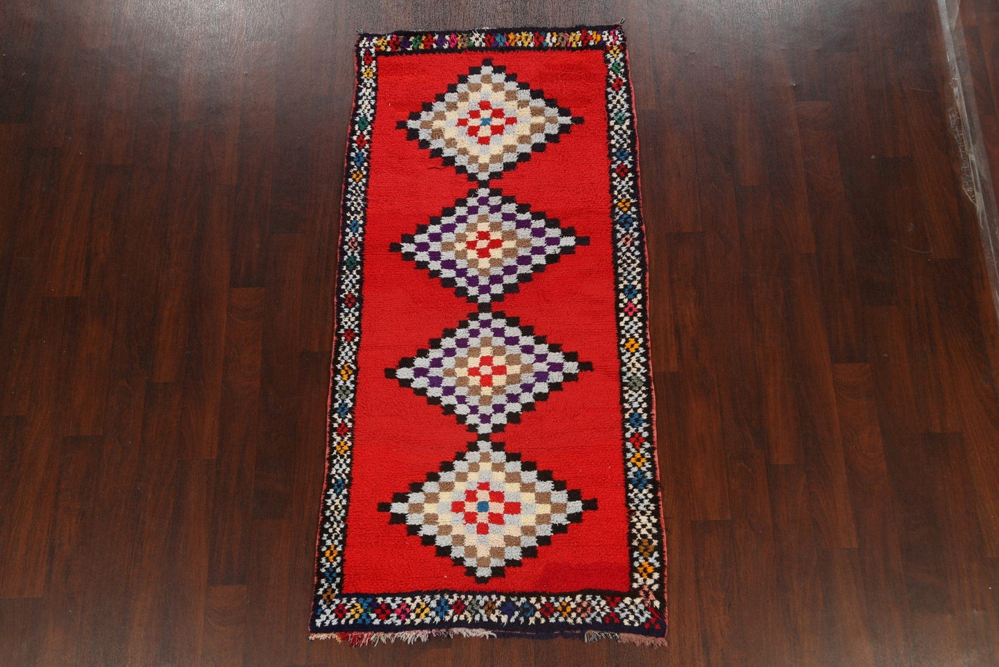 Tribal Moroccan Oriental Runner Rug 3x7