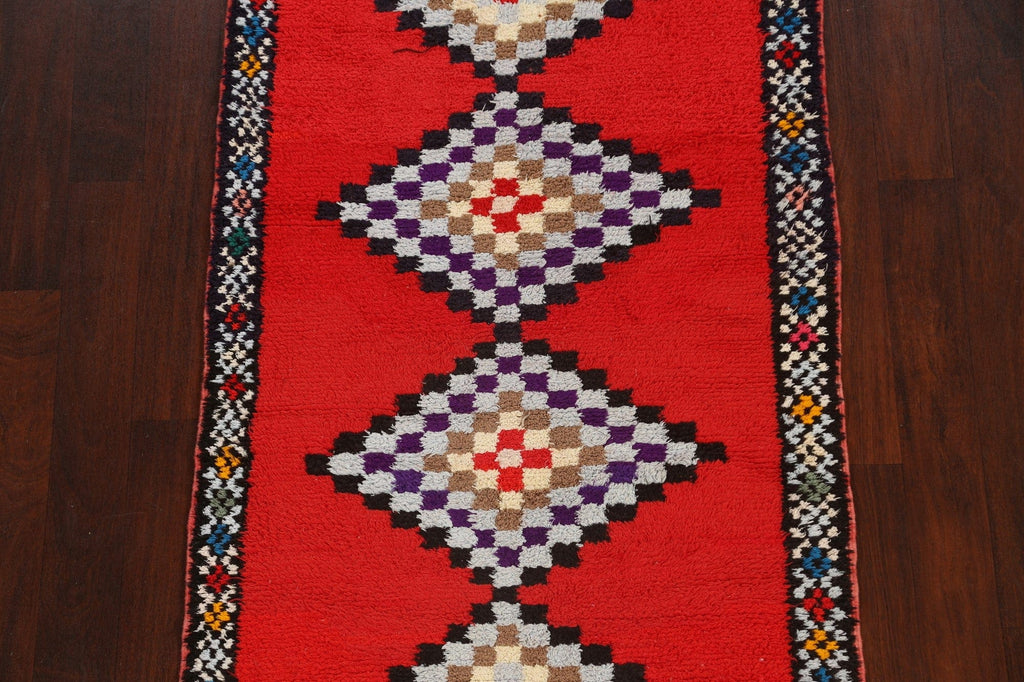 Tribal Moroccan Oriental Runner Rug 3x7