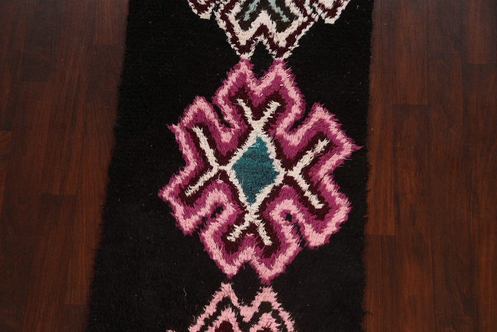 Tribal Moroccan Oriental Runner Rug 3x7