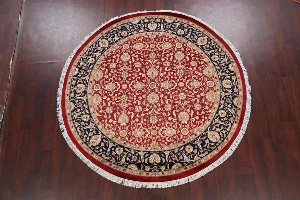 Round Floral Royal Tabriz Oriental Area Rug 7x7