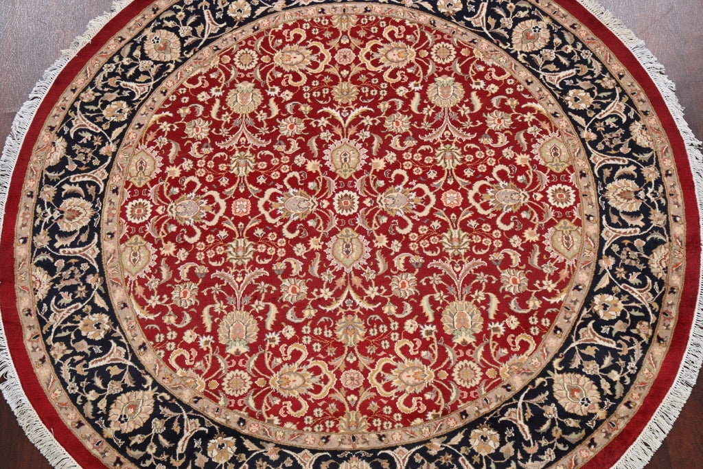 Round Floral Royal Tabriz Oriental Area Rug 7x7