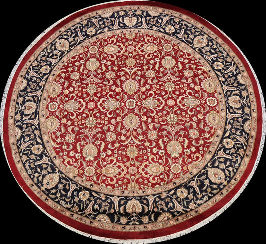 Round Floral Royal Tabriz Oriental Area Rug 7x7