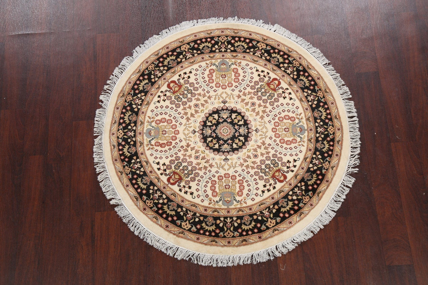 Round Floral Royal Tabriz Oriental Area Rug 4x4