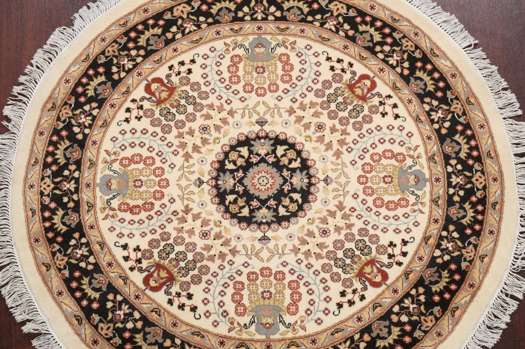 Round Floral Royal Tabriz Oriental Area Rug 4x4