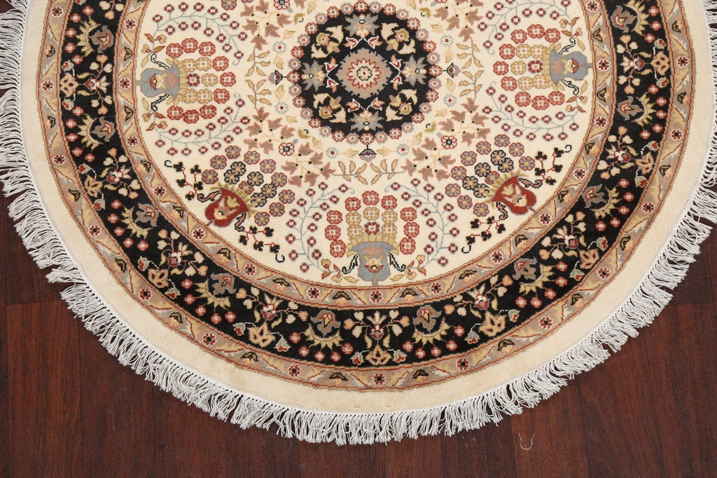 Round Floral Royal Tabriz Oriental Area Rug 4x4