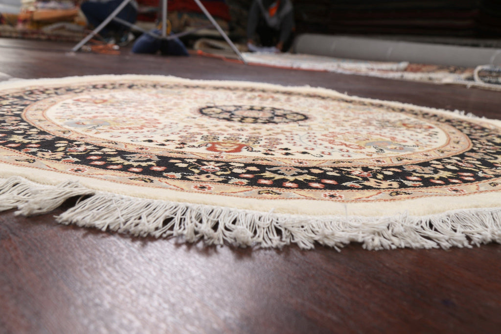 Round Floral Royal Tabriz Oriental Area Rug 4x4