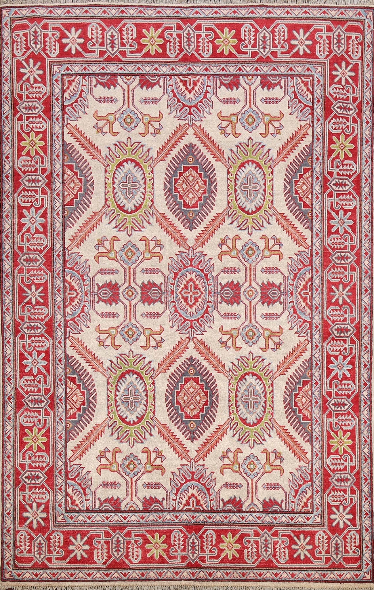 Tribal Geometric Kazak Oriental Area Rug 5x7