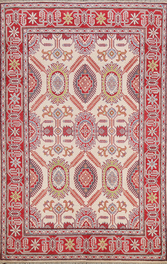 Tribal Geometric Kazak Oriental Area Rug 5x7