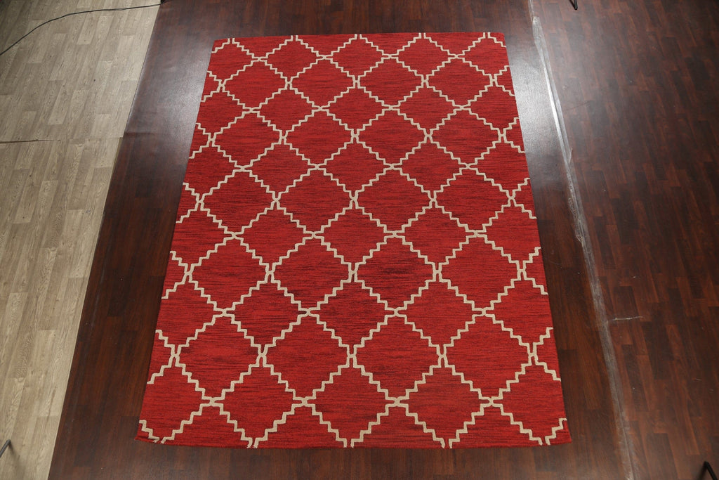 Geometric Red Trellis Area Rug 9x12