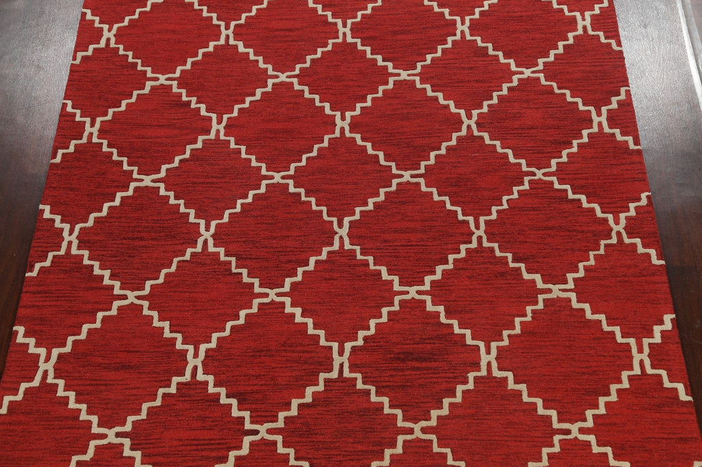 Geometric Red Trellis Area Rug 9x12