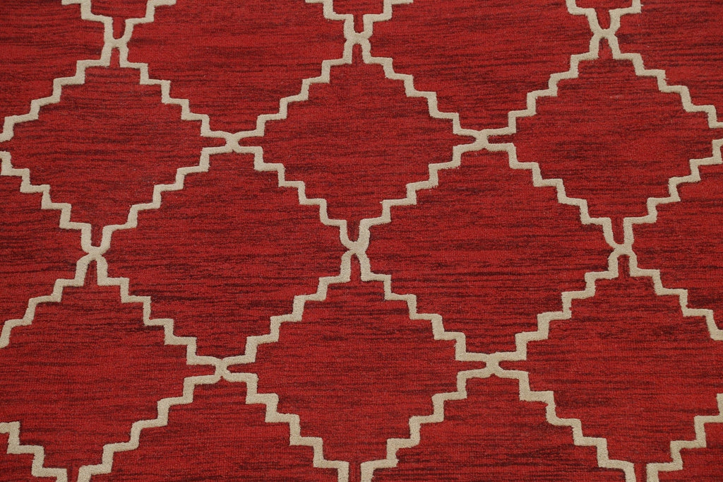 Geometric Red Trellis Area Rug 9x12