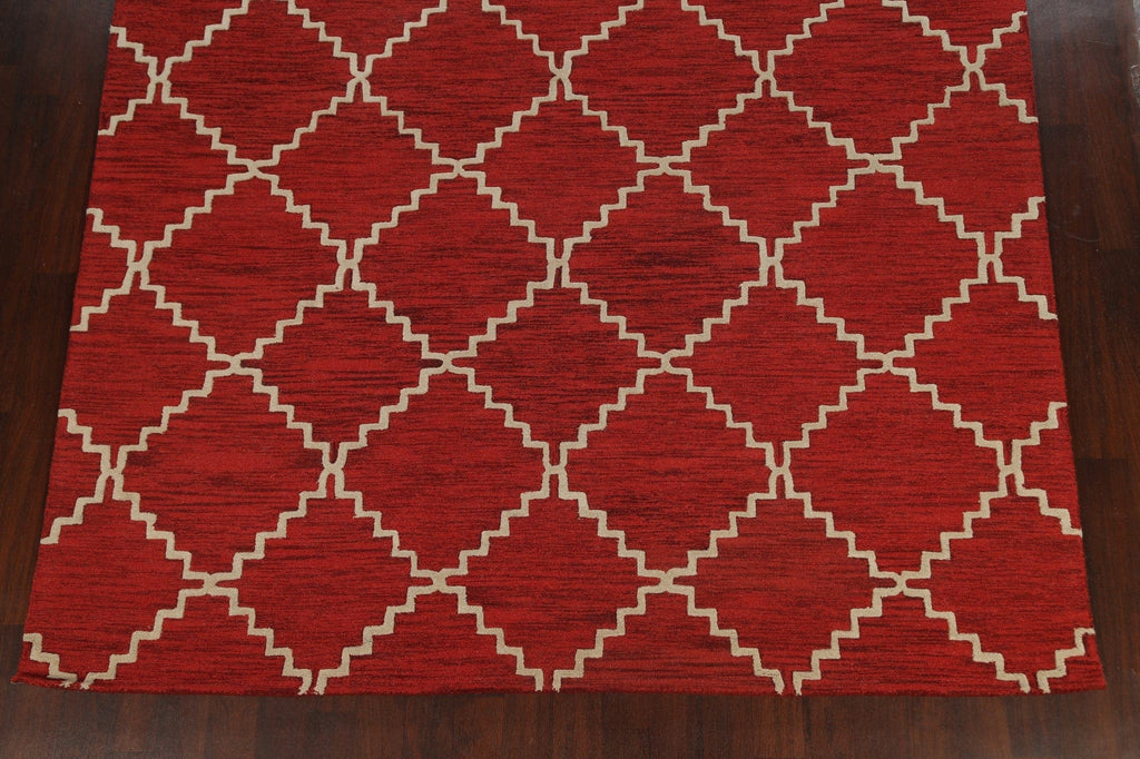 Geometric Red Trellis Area Rug 9x12