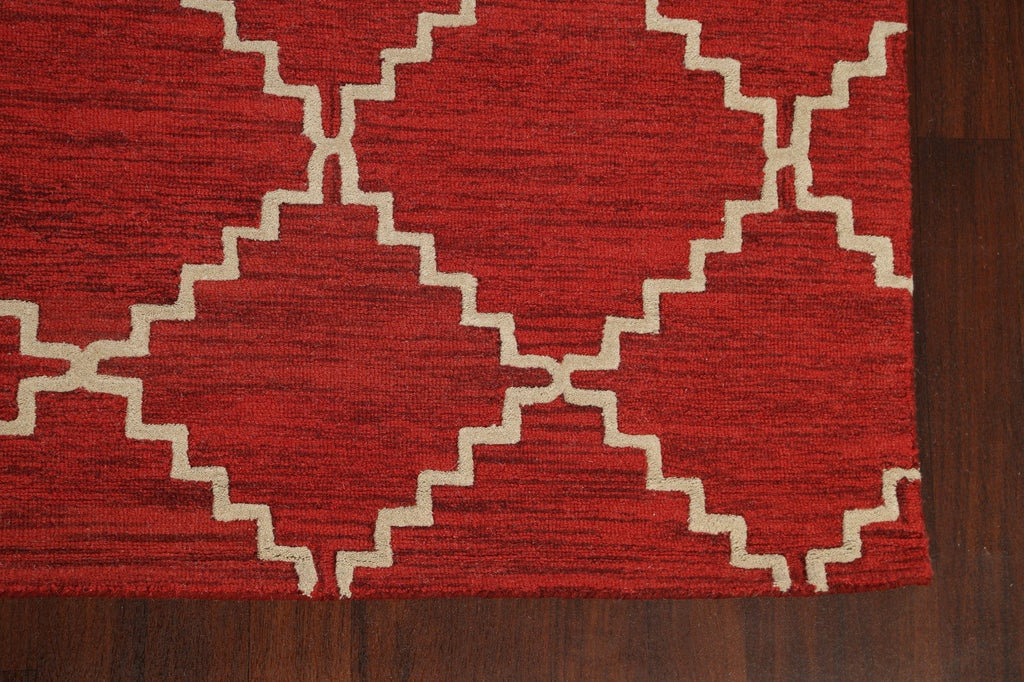 Geometric Red Trellis Area Rug 9x12