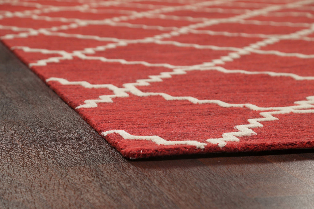 Geometric Red Trellis Area Rug 9x12