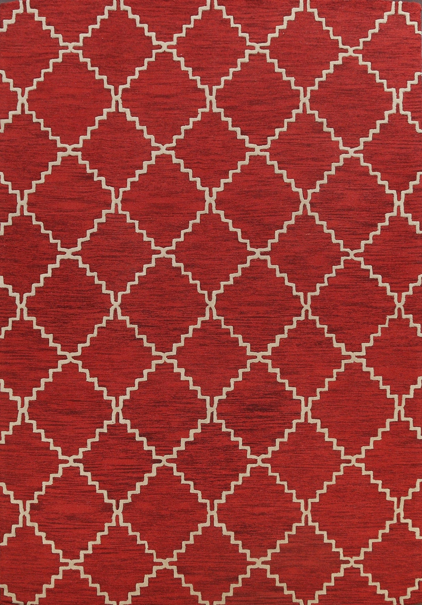 Geometric Red Trellis Area Rug 9x12