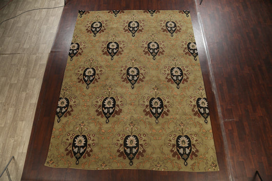 Transitional Green Hand-Tufted Area Rug 10x13