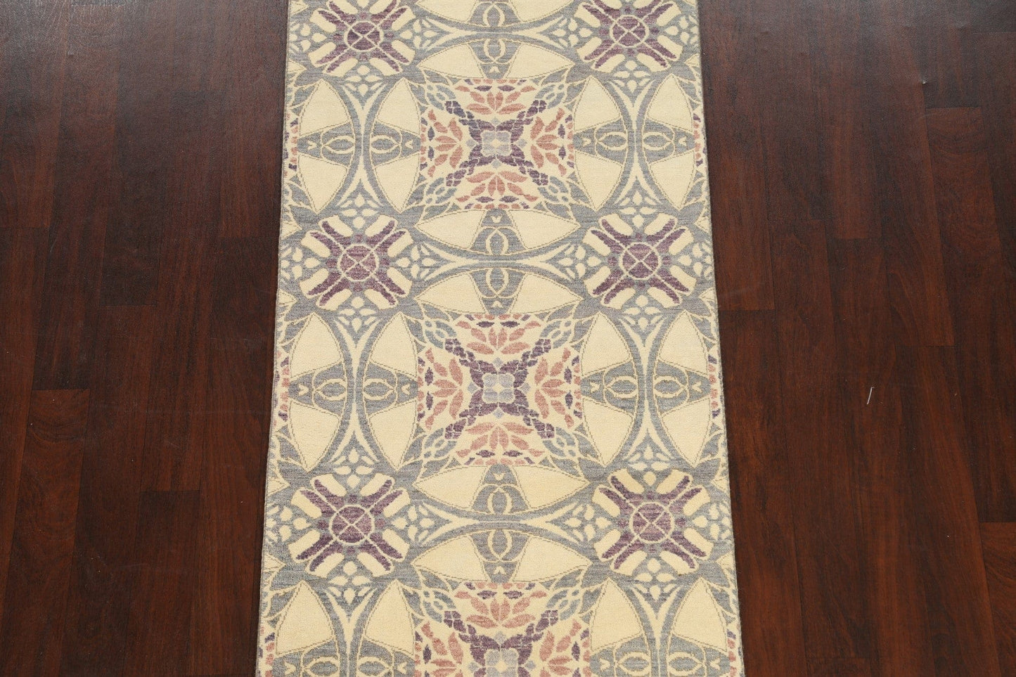 Set of 2 Vegetable Dye Abstract Oriental Runner Rugs 3x10