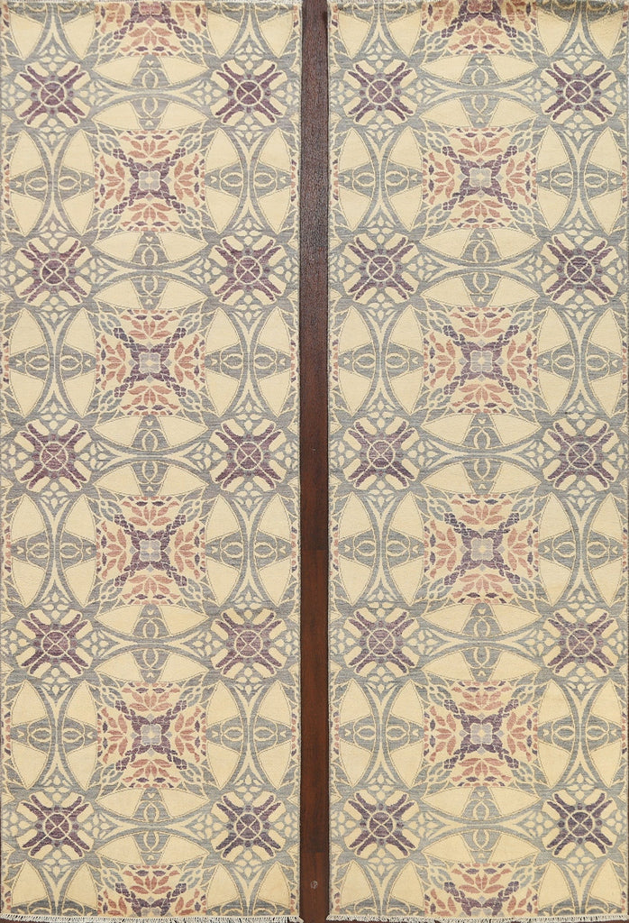 Set of 2 Vegetable Dye Abstract Oriental Runner Rugs 3x10