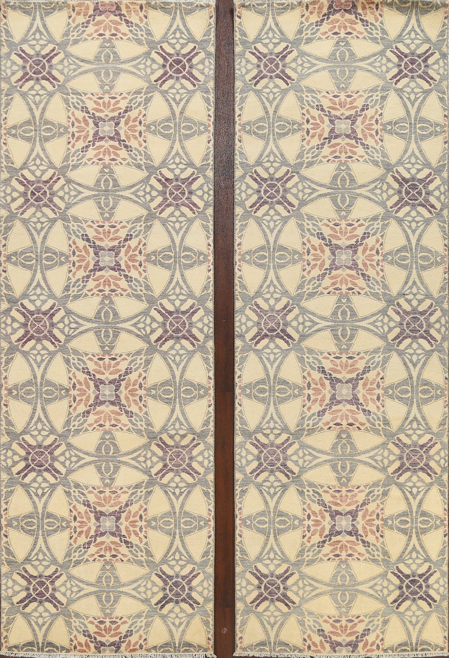 Set of 2 Vegetable Dye Abstract Oriental Runner Rugs 3x10