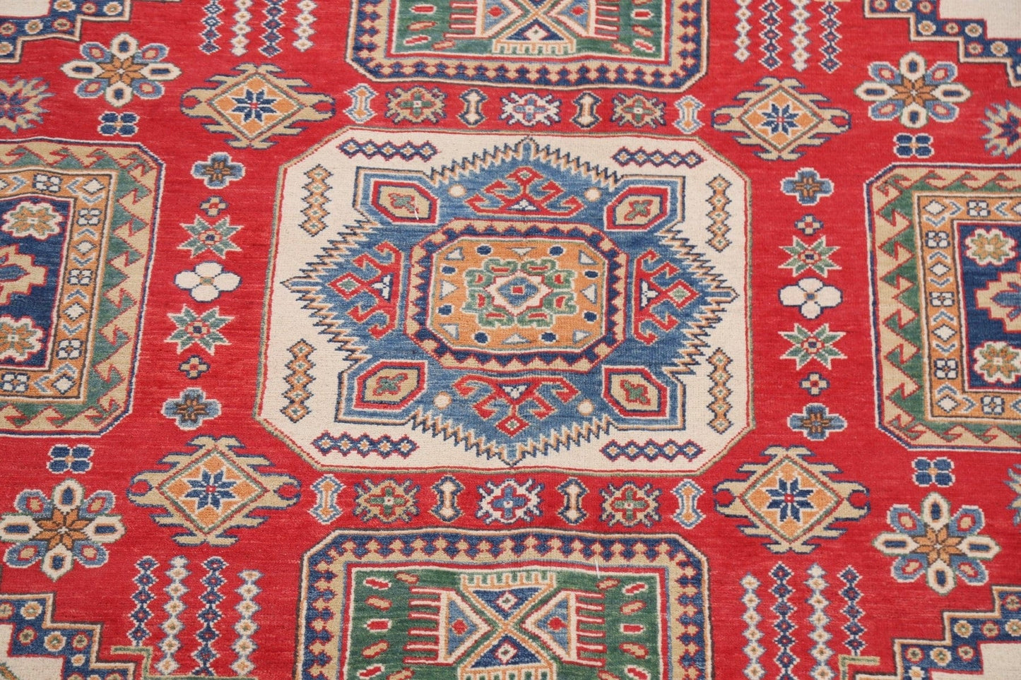 Vegetable Dye Geometric Kazak Oriental Area Rug 8x11