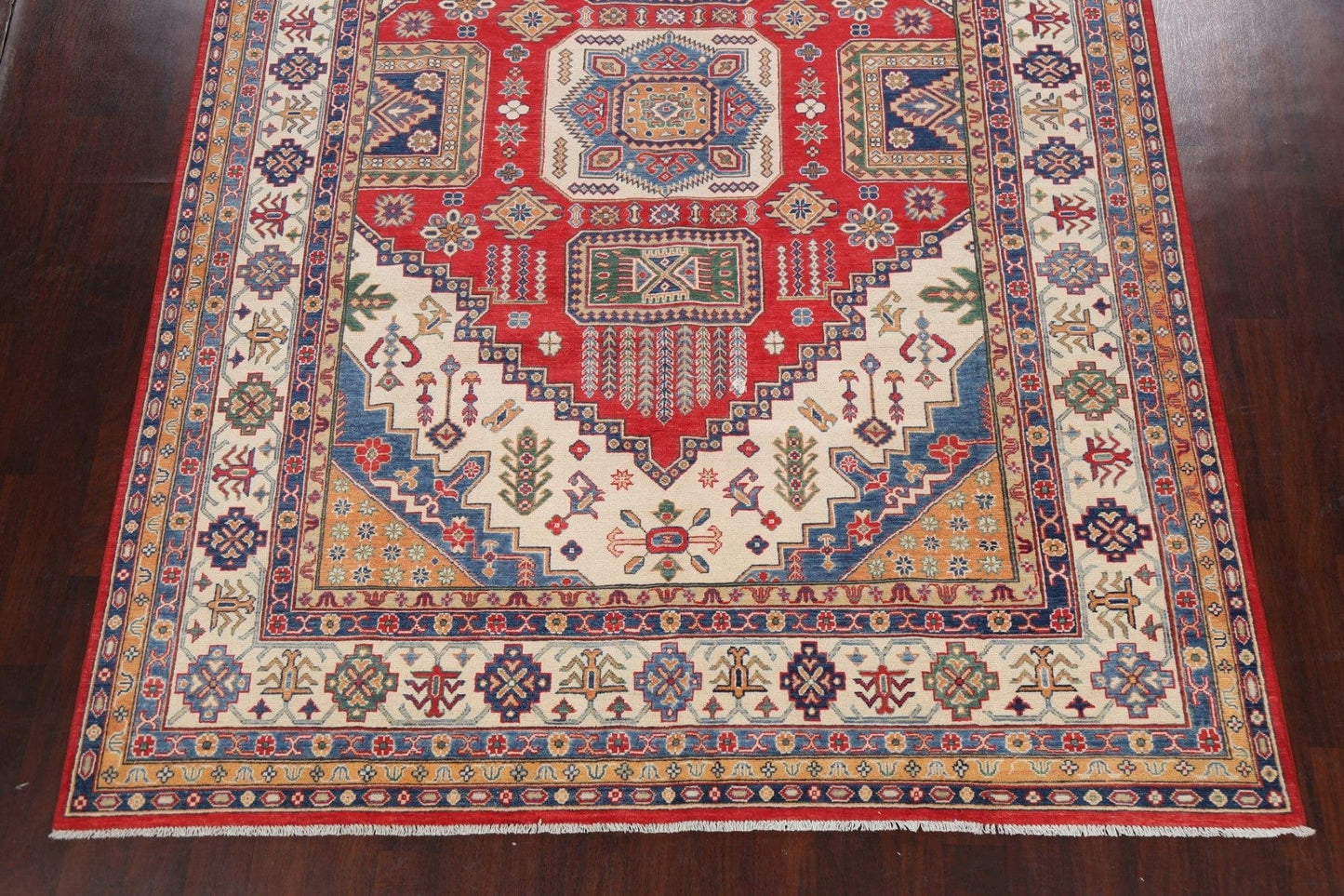 Vegetable Dye Geometric Kazak Oriental Area Rug 8x11