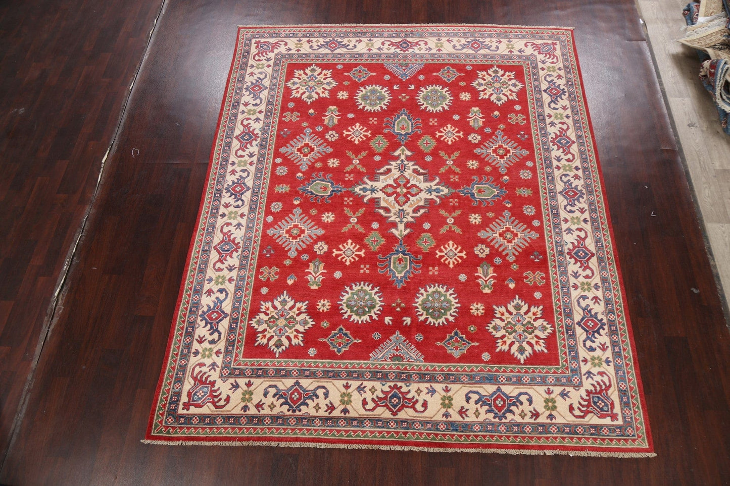 Vegetable Dye Geometric Kazak Oriental Area Rug 8x10