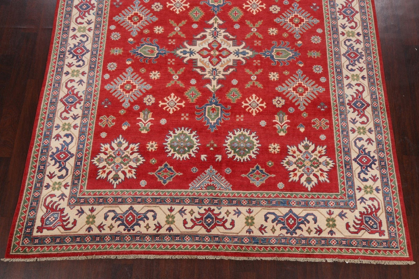 Vegetable Dye Geometric Kazak Oriental Area Rug 8x10