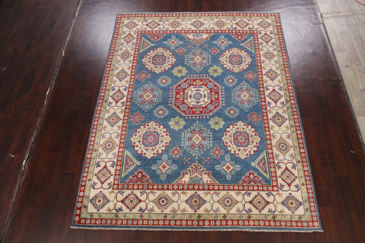 Blue Geometric Kazak Oriental Area Rug 8x10