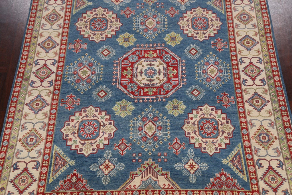 Blue Geometric Kazak Oriental Area Rug 8x10