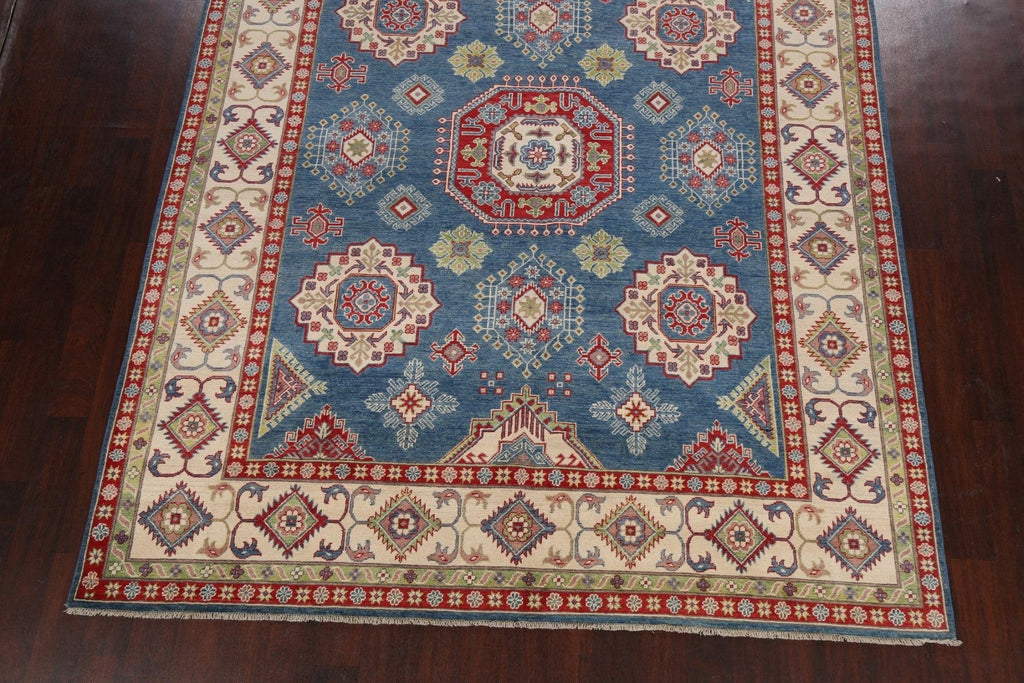 Blue Geometric Kazak Oriental Area Rug 8x10