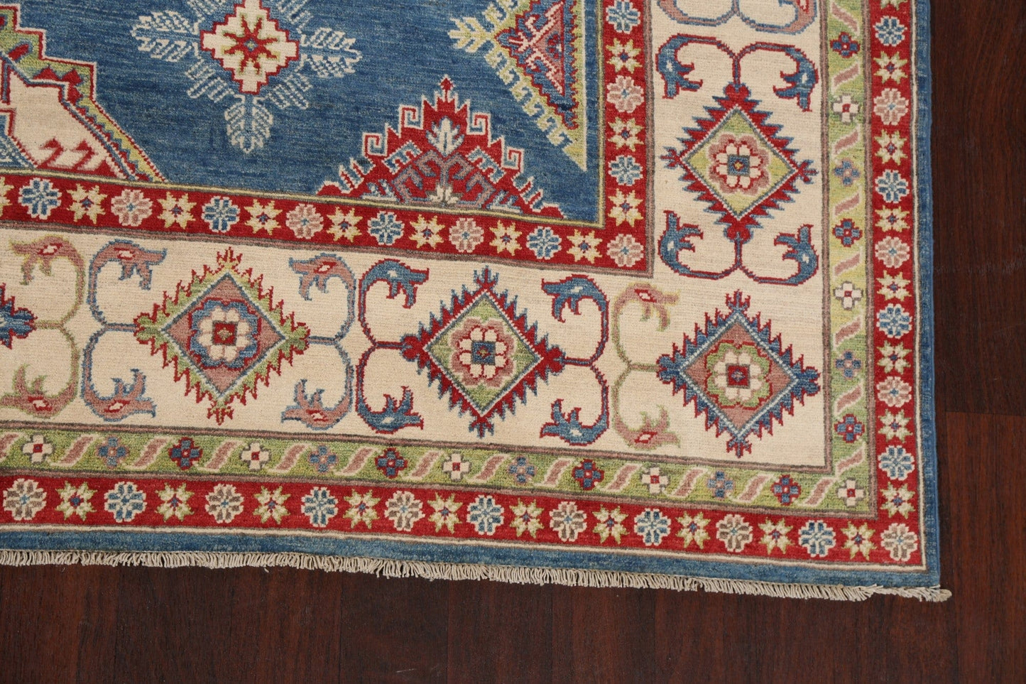 Blue Geometric Kazak Oriental Area Rug 8x10